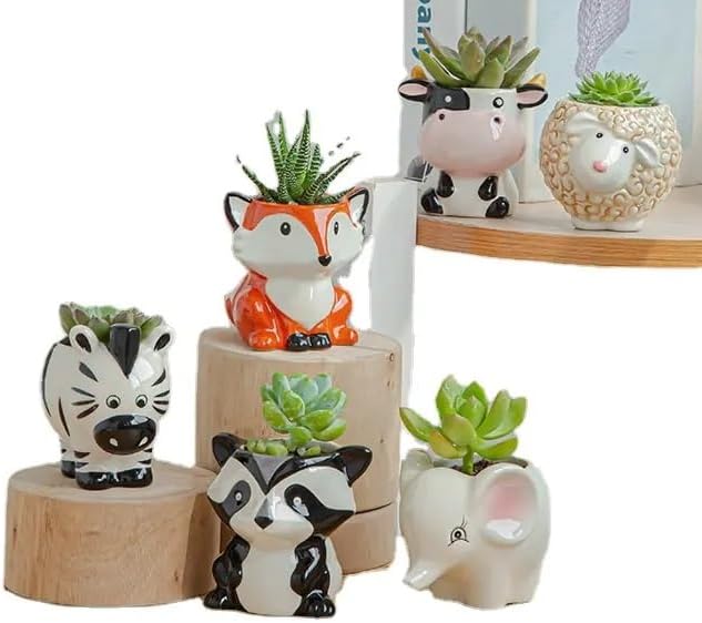 CZ Grain 1 Pot | 3 Inch | Small Succulent Plant Ceramic Animal Pot, Cute Home and Office Decor (All 6 Animals)