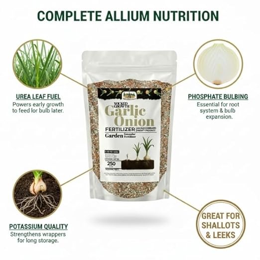 Old Cobblers Farm™ Wicked Growth Garlic + Onion Fertilizer–Nourishes Roots,Enhances Flavor, and Boosts Plant Health with Eco-friendly Slow-release Nutrients for Robust Growth (5/110/15/20 lbs) (10lbs)