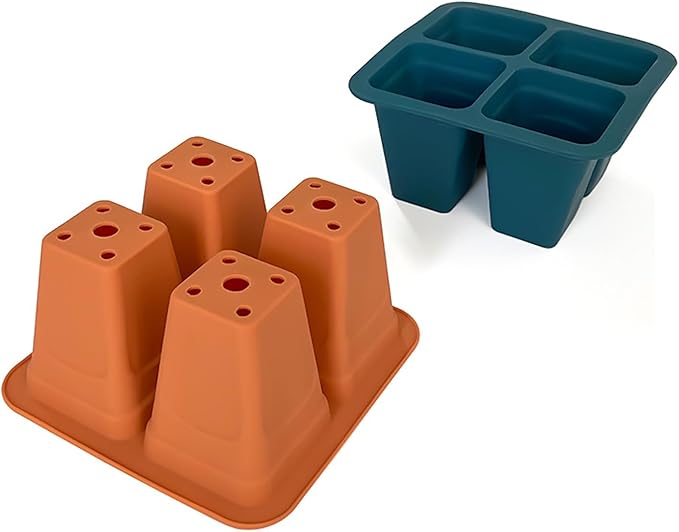 Seed Starter Trays, 5 Pack 4 Cells Seed Starter Kit, Silicone Plant Germination Trays Gardening Starter Kit, Reusable Seed Starter Tray for Plant Germination, Seeds Growing