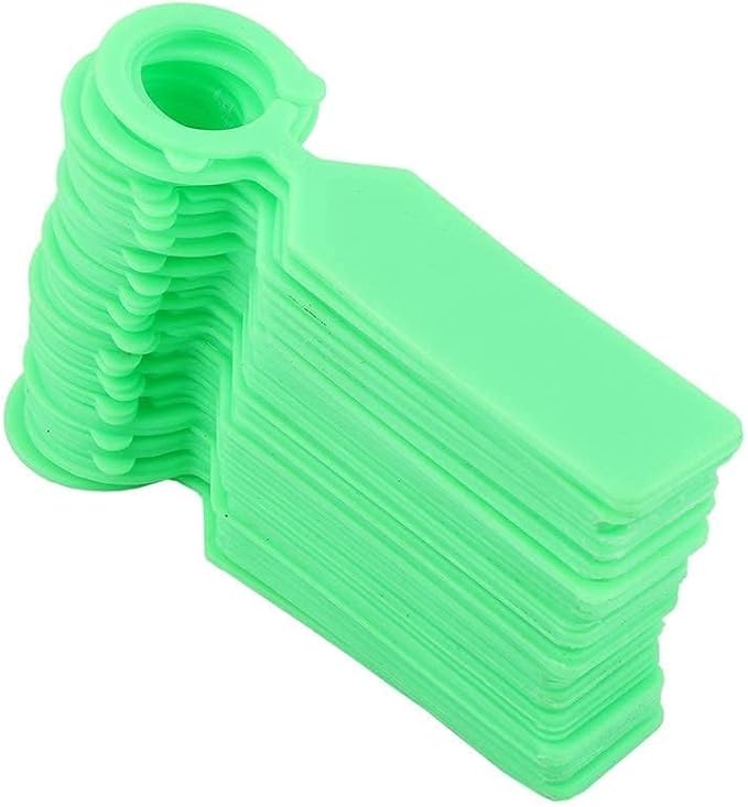 Plant Labels 100 Pcs Plastic Hanging Labels for Plant Tree Nursery Seedling Tags Stakes Markers Reusable(Green)