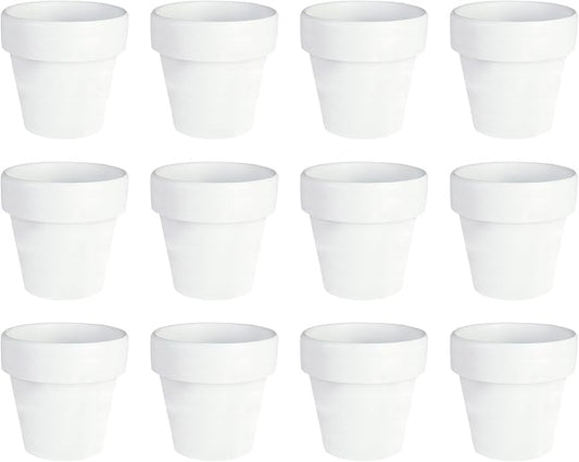 12pcs Mini White Pots – Small White Pots for Indoor or Outdoor Plants, Mini Planters for Flowers and Greenery, for Plant Lovers