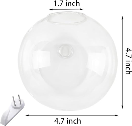 4.7" Globe Hanging Glass Wall Vase, Wall Hainging Planter Propagation Station Container, Clear Glass Flower Plant Terrarium Kit for Hydroponics Plants,Home Decor, 2 Pack
