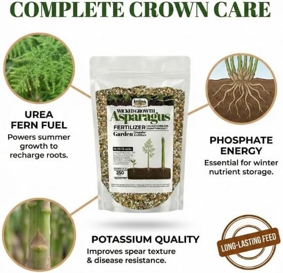 Old Cobblers Farm™ Wicked Growth Asparagus Fertilizer – Balanced Formula for Healthy Spears & Strong Root Growth – Supports Early Season Growth (5 lbs | 10 lbs | 15 lbs | 20 lbs) (5 lbs)