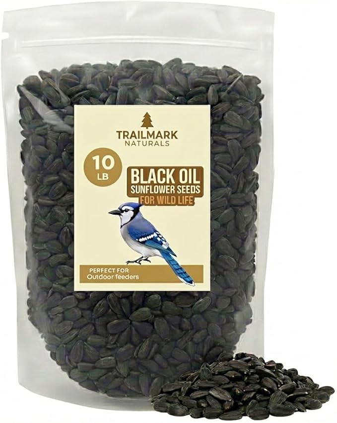10 Pound Black Oil Sunflower Seeds for Birds – Premium Wildlife Food – Non - GMO -Grown in The USA - Black Oil Sunflower Seeds for Wild Animals and Backyard Feeders