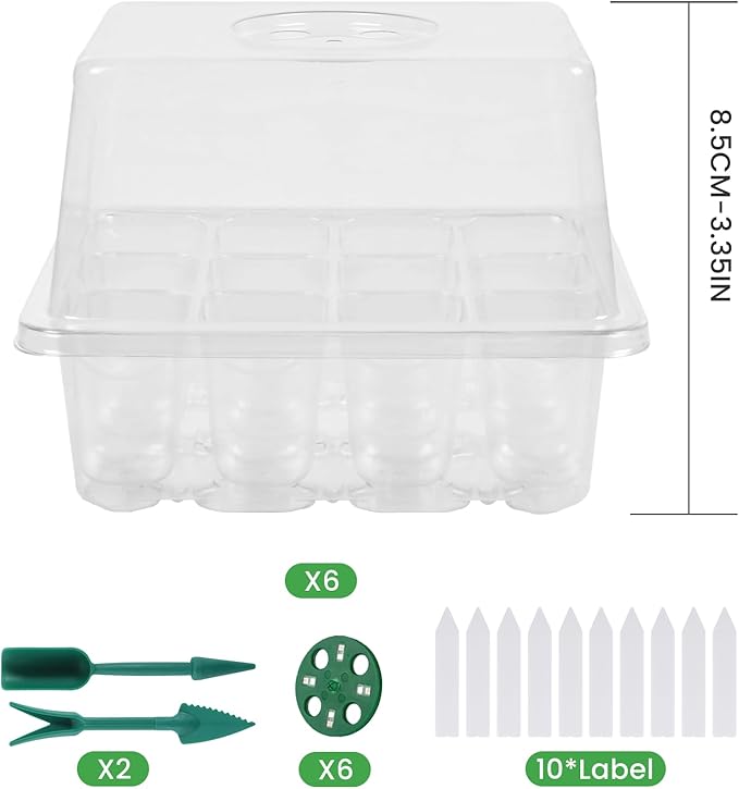 Clear Seed Starter Trays with Grow Lights, 72 Cells Seed Starter Kit with Lights, 3 Lighting Mode, 4 Timing Set, Germination Kit Humidity Control Domes, Grow Lights for Seed Starting, Plant Grow Kit