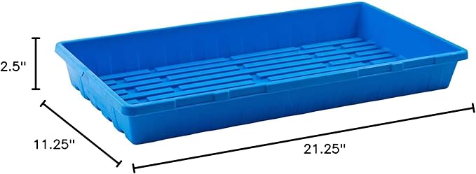 Bootstrap Farmer 1020 Trays, Blue Extra Strength No Hole, 10 Pack, Seedling Tray for Growing Microgreens, Wheatgrass Seeds, Hydroponic Germination, Fodder System