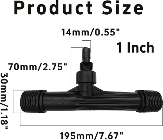 2Pcs 1 Inch Venturi Fertilizer Injector, Black Plastic Irrigation Mixer Tube, Agricultural Water System Device for Garden Farm Lawn