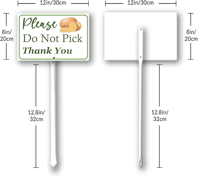 Boylee (8X12) IN Please Do Not Pick Potatoes Thank You Yard Sign With Stake Rustproof Aluminum Fruit Vegetable Signs Stand for Home Orchard Garden Outdoor Decoration