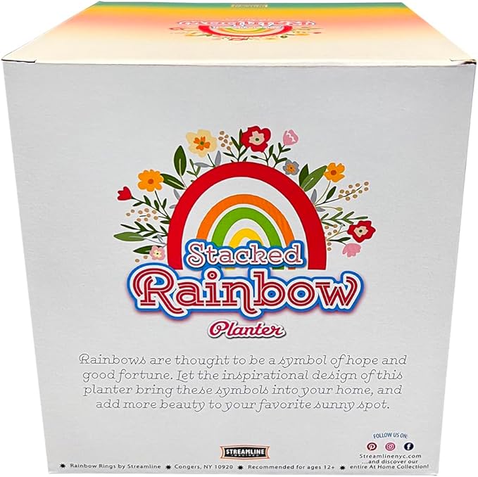 Streamline Imagined Rainbow Retro Indoor Planter, 4.5" L x 4.5" W x 4.75" H