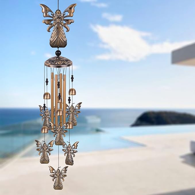Large Angel Wind Chimes for Home & Garden, Aluminum Wind Bell, Angel Wind Catcher, Memorial Wind Chime, Gifts for Mom