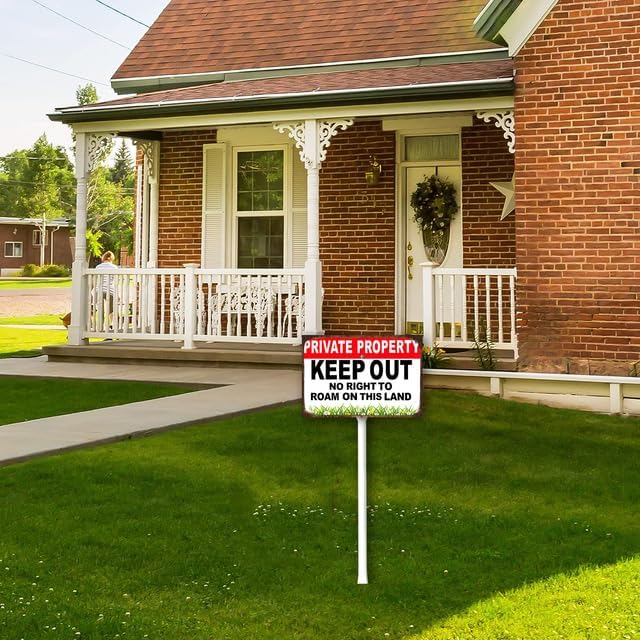 8 x 12 inch Keep Out Signs, No Right to Roam Yard Sign Stakes Outdoor Lawn Yard Signs