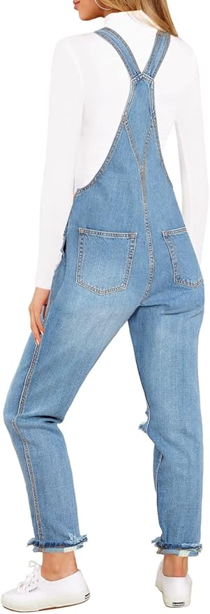Vetinee Womens Classic Adjustable Straps Pockets Denim Bib Overalls Jeans Pants
