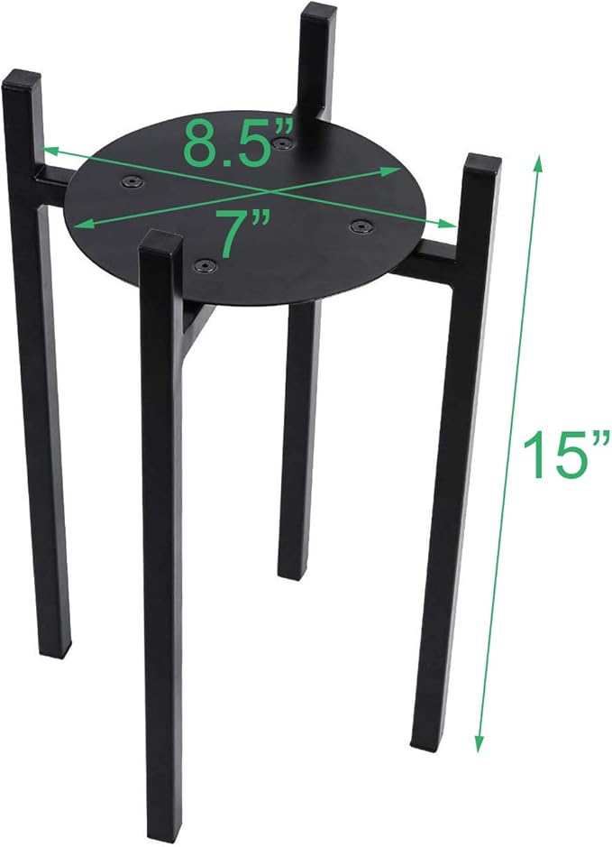 Sunnyglade Plant Stand Metal Potted Plant Holder Sturdy, Galvanized Steel Pot Stand with Stylish Mid-Century Design, Medium for Indoor, Outdoor House, Garden & Patio (15" High)