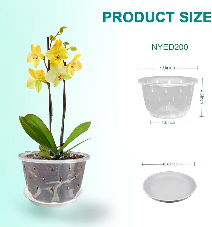 24 Pack Hanging Planters for Indoor Outdoor Plants, 7.8 Inch Plastic Orchid Pots with Drainage Holes & Removable Hooks, Decorative Flower Pots for Home Garden Balcony Patio