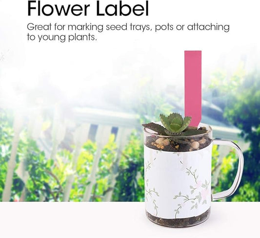 100 Pcs Plant Labels Tags, Plastic Plant Seed Waterproof Labels Pot Marker Nursery Garden Stake Tags (Pink)