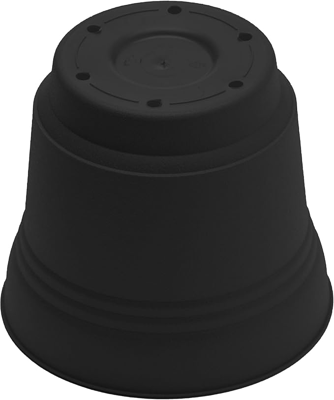 Bloem Saturn 7" Black Round Resin Planter Pot with Snap-in Saucer for Indoor and Outdoor Gardening