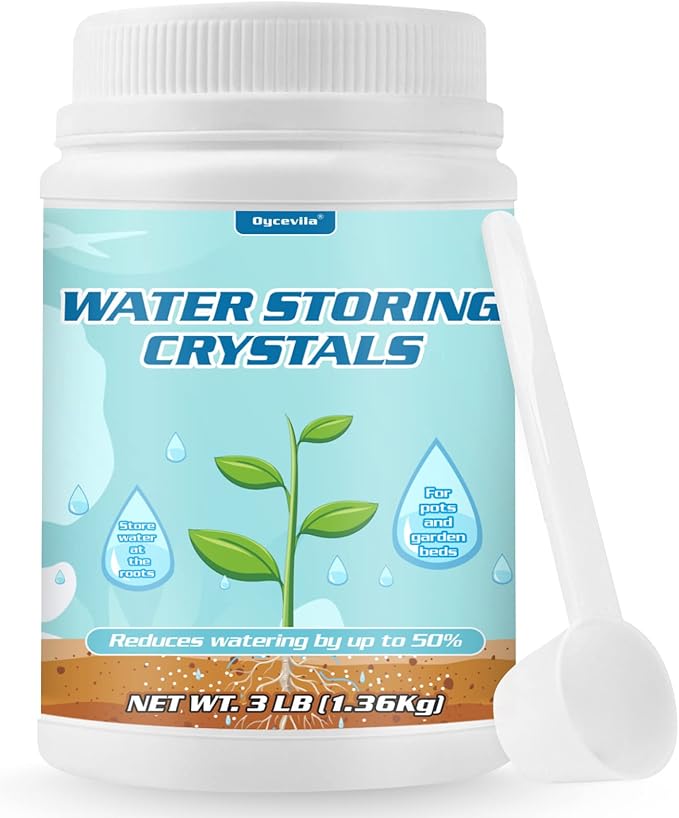 2LB Water Storing Crystals for Plants with Spoon, Water Gel Solves Plant Over-Watering and Drought Problems, Keeps The Soil Moist, Small Water Storing Polymer Crystals for Plants Candle