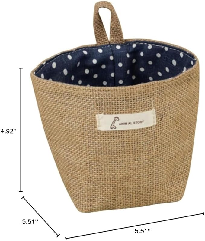 Mini Closet Bag Closet Hanging Bins Small Hanging Basket Wall Pocket Wall Hanging for Organizing Flower Pots Fabric Flower Pot Hanging Jute Bag Organizer Storage