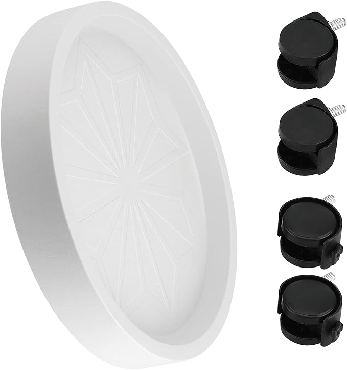 JOIKIT 4 Pack 13 Inch Round Plant Caddy with 4 Lockable Wheels, 132 Lbs Capacity Heavy Duty Rolling Plant Stand, Wheeled Planter Saucer Tray Trolley for 11.8 Inch Planter Pot Indoor Outdoor, White