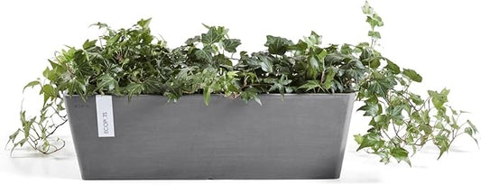 Ecopots Bruges Durable Modern Rectangular Indoor/Outdoor Recycled-Based Composite Flower Pot Planter, Grey, 17.75"