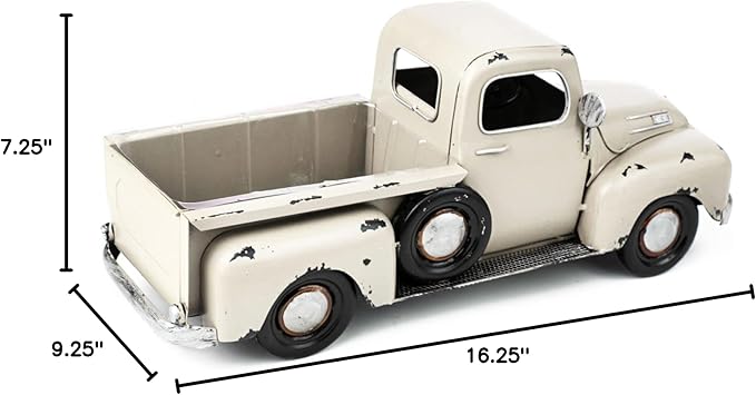 Antique White Metal Farm Truck Planter - Farm Truck Decoration Fall Christmas AM0245