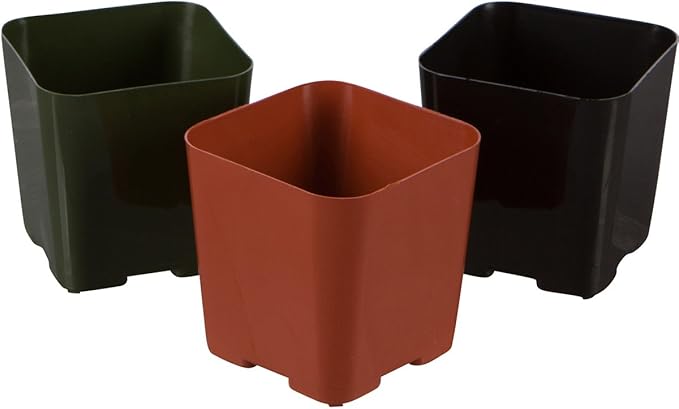 Pack of 2 Inch Plastic Flower Pots for Seedlings, or Succulents (100 Pots, Black)