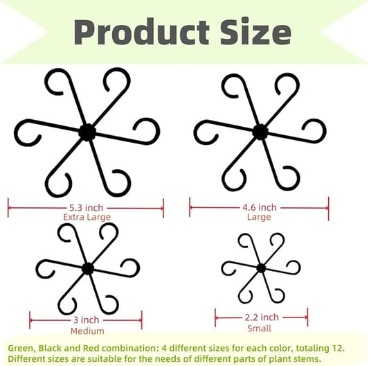 12 PCS Plant Stem Support, Plant Stakes for indoor Plants Plant Clips for Climbing Plants, Plastic Monstera Plant Support Accessories for Potted indoor Plant in Various Growth Stage(4 Sizes, 3 Colors)