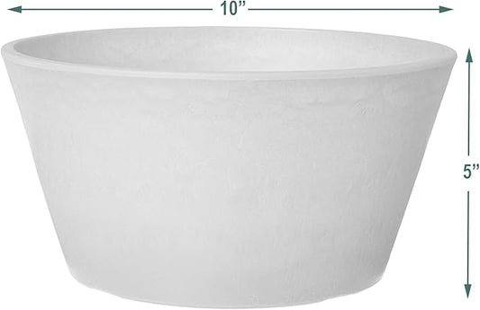 PSW Pot Collection TD25TC Plastic/Stone/Wood Composite Shallow Bulb Pan - No Drainage Hole (Drillable), Planter for Succulents, Bonsai, Fairy Gardens, Herbs, 10-inch, Terra Cotta Color