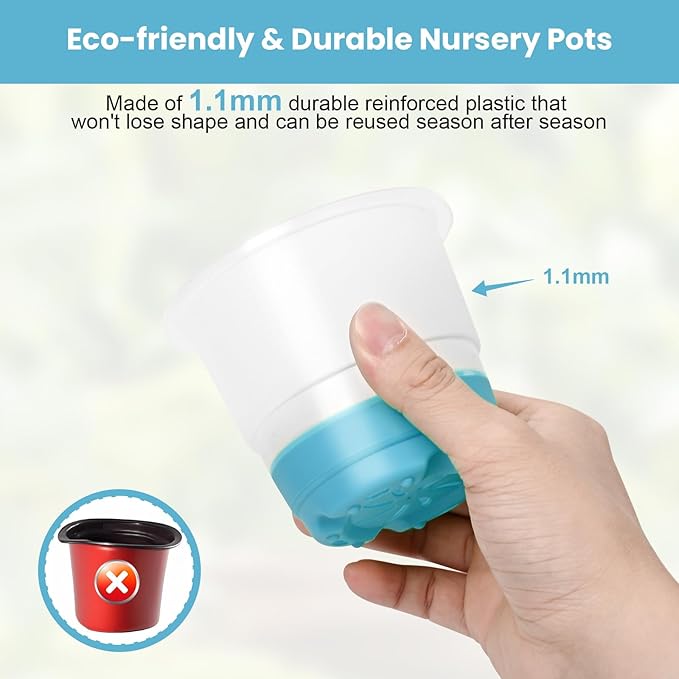 Sckee Clear Nursery Pots for Plants,30 Packs 4 inch Plastic Plant Pot Seedling Pots with Drainage Holes Silicone Base