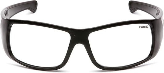 Pyramex Furix Safety Glasses Black Frame Clear Anti-Fog Lens