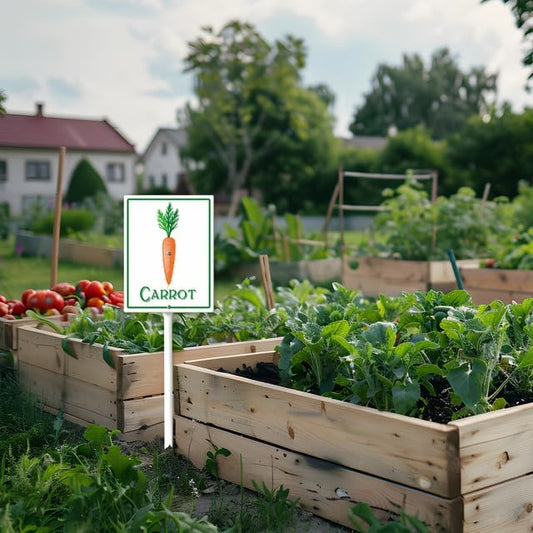 Carrot Marker Yard Sign with Stakes 4.6in×6in, Sturdy Aluminum Yard Signs, Plant Markers for Vegetable Flowers Plants, Plant Labels Sign, Outdoor Garden Stakes Supplies for Plant