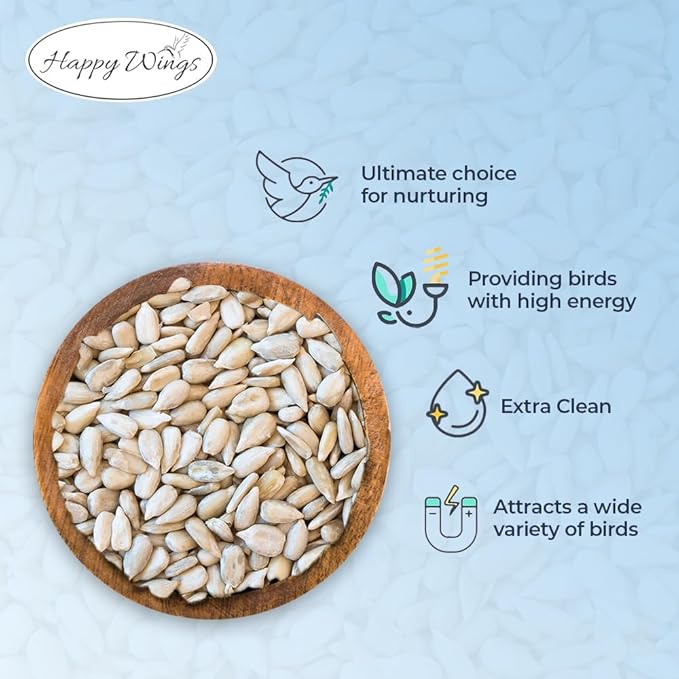 Happy Wings Sunflower Hearts & Chips Bird Food 15 lbs No Mess, No Waste Seed No Grow Formula Ideal for Wild Birds, Finches, Sparrows, and Year-Round Feeding.