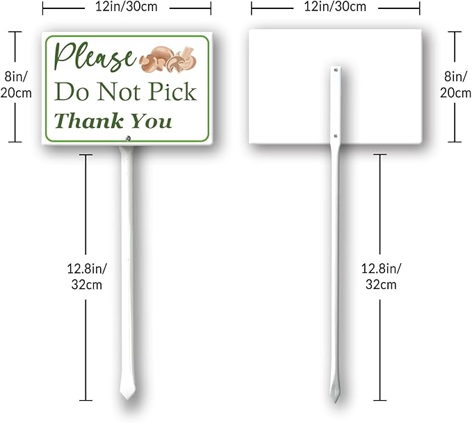 Boylee (8X12) IN Please Do Not Pick Mushroom Thank You Yard Sign With Stake Rustproof Aluminum Fruit Vegetable Signs Stand for Home Orchard Garden Outdoor Decoration