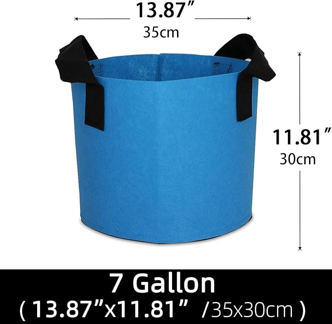 Grow Bags,Growing Pot Bags Garden Grow Bag Indoor Outdoor Fabric Aeration Plant Pot Container Flower Vegetable Pouch (Sky Blue,7 Gallon)