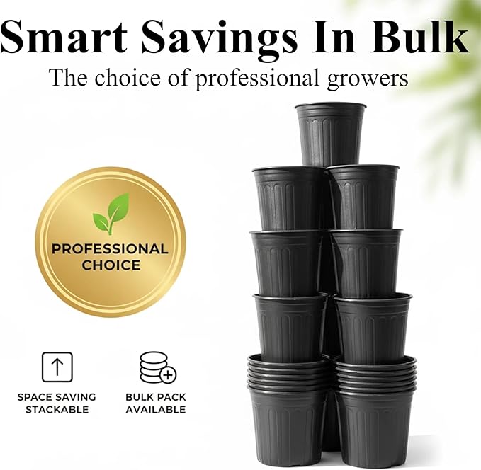 25 Pack 5 Gallon Flexible Plant Nursery Pots Plastic Seedling Starting Pots with Drainage Holes Soft Flower Pots Plant Container with Plant Labels, Black