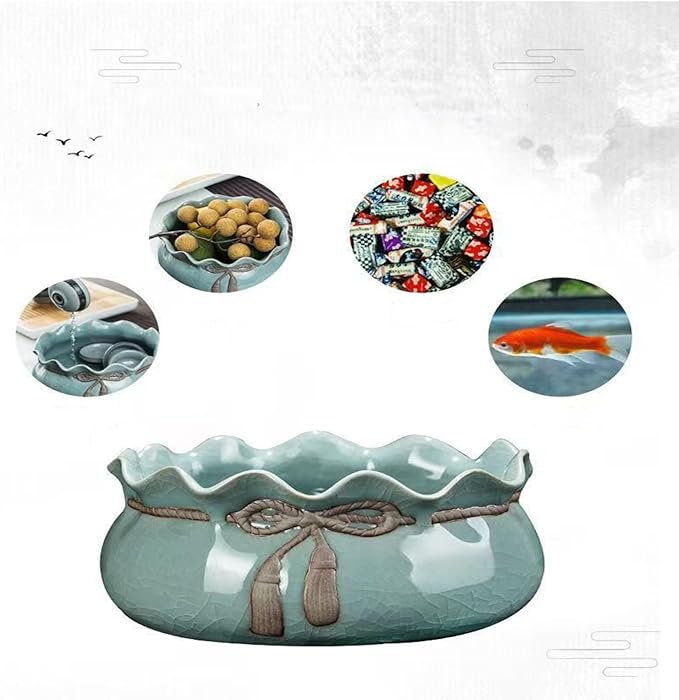 Lotus Bowl Planter, Lotus Bowls for Planting in Water Indoors, Ceramic Planters for Indoor Plants, Thickened Round Planter, for Succulent Plants Leak-Proof Design (Cornucopia)