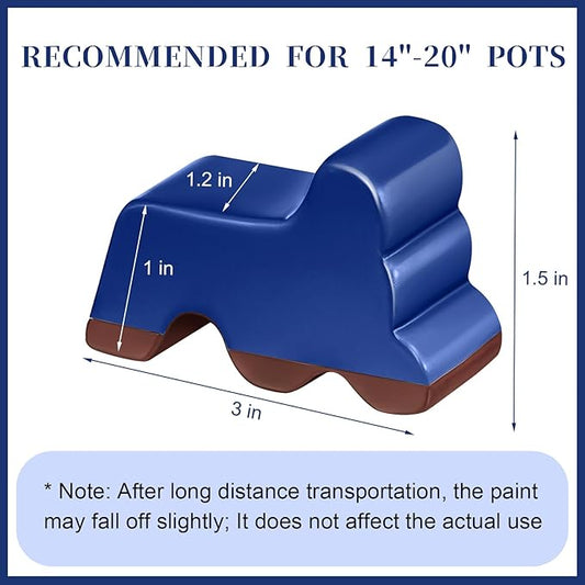 Kigeli 6 Pcs Resin Garden Pot Feet for Outdoor Planters 3 Inch Long 1.5 Inch Tall Flower Handmade Elevator Plant Feet Frost Proof Lifter for 14-20 in Pot(Royal Blue,Classic)