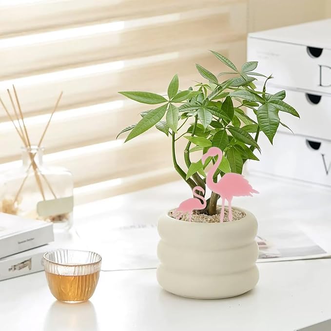 OLYCRAFT 4pcs 4-Style Acrylic Flamingo Plant Stakes Pink Miniature Garden Flamingo Figurines Flamingo Gradient Acrylic Flamingo Statue 3.1~7 Inch Length for Pot Garden Decorations