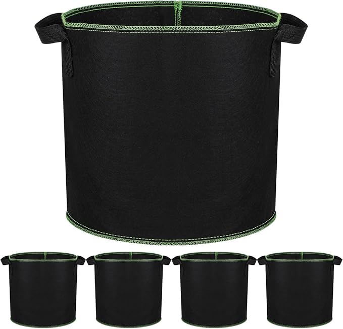 Grow Bags Fabric Plant Bag: 5 Pcs 4 Gallon Planter Bags with Handles - Heavy Duty Grow Pots Nonwoven Garden Bag for Plants Flower Vegetable Gardening