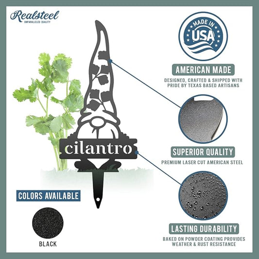 RealSteel Gnome Plant Markers Metal Garden Stakes | Outdoor Garden Labels & Plant Tags for Vegetables & Herbs | Decorative Yard & Raised Bed Garden Signs | Gardening Gift | Made in USA - (Artichoke)