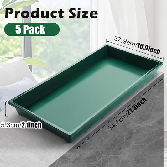 1020 Nursery Pots Trays 5 Pack, Plastic Flat Seed Starter Trays, Durable Seedling Potting Tray for Carrying and Holding Planting Pot (Green)