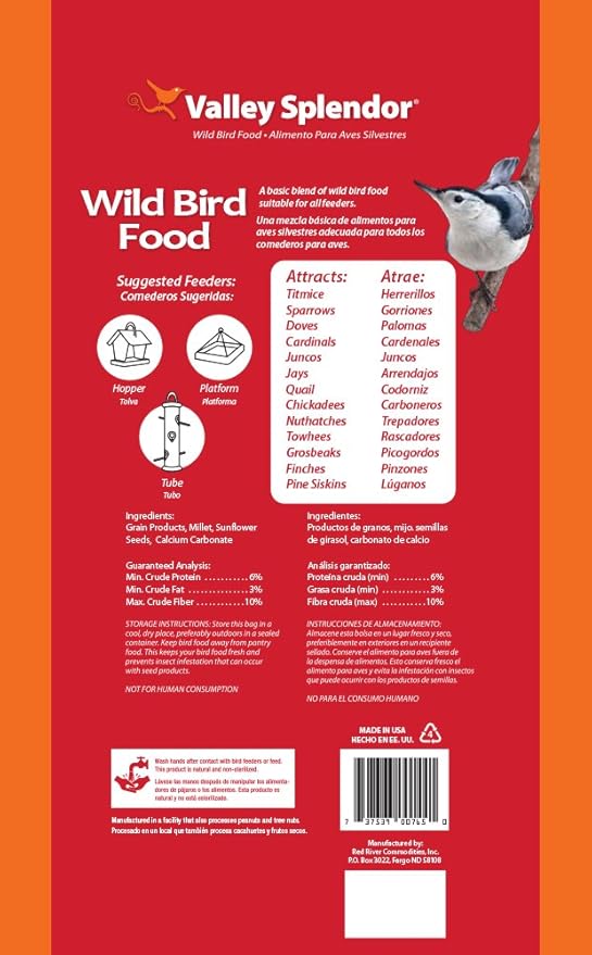 Red River 00434 Valley Splendor Wild Bird Food, 40-Pound