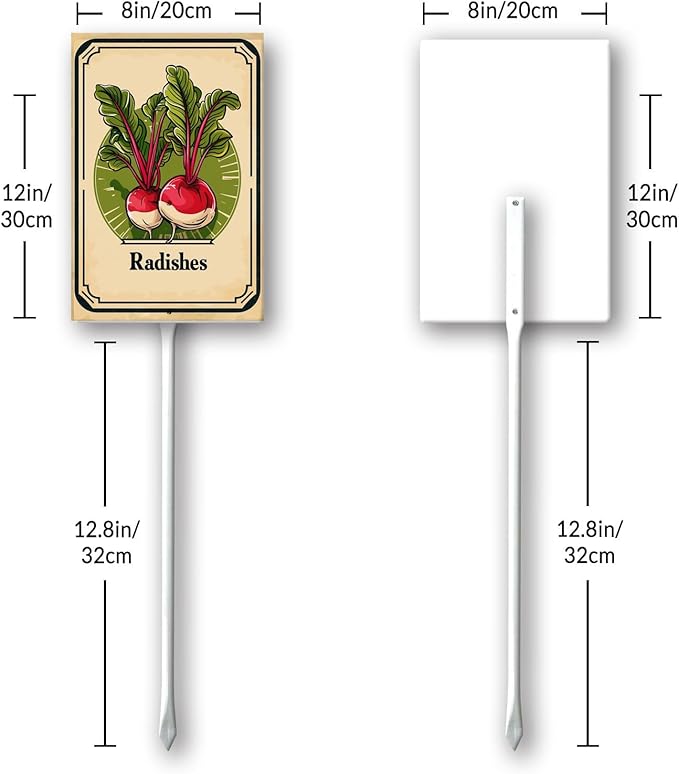 Uptell Vegetable Garden Radishes Yard Sign Label With Stake Plant Markers For Outdoor Plants Waterproof 8x12inch Nursery Garden Outdoor Sign