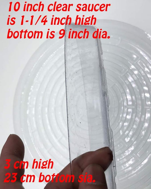 HORTIPOTS 10 Inch Pot Saucer, Potted Clear Saucer Pack of 10 for Plants in Grow Bags and Fabric Pots with 10 pcs Plant Labels (Pack of 10)