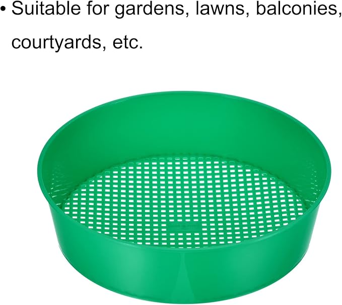 MECCANIXITY Garden Sifting Pan, Round Potting Sieve Plastic Mesh Filter Soil Screen Gardening Tool for Garden Yard, Green 2 Pack