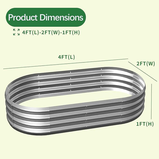 Galvanized Garden Bed Kit for Vegetables/Herbs/Flowers, Outdoor Raised Planter Box, 2PCS 4x2x1 ft