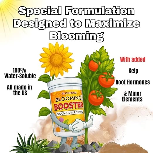 Bloom Booster - Flower Fertilizer for Indoor and Outdoor Plants - Blooming Promoter - Potted Plant Food - Water Soluble Flower Fertilizer - for Roots and Flowers - Tech Grade Raw Materials (1 Pound)