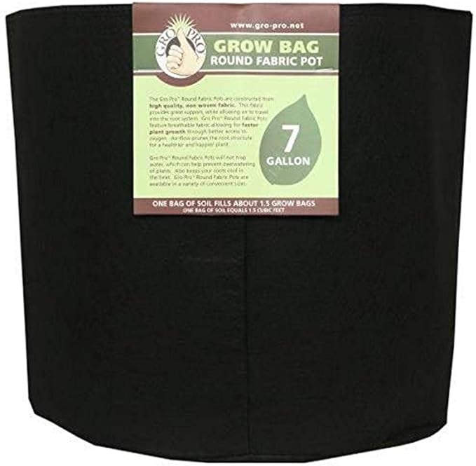 Gro Pro Premium Round Fabric Pot 7 Gallon, Black