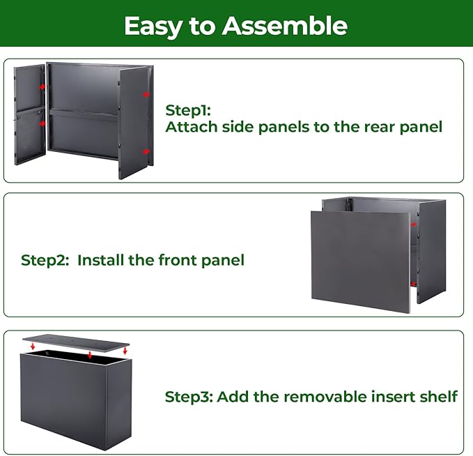 Metal Tall Rectangular Planter 32" L x 12" W x 24" H – Heavy Duty Steel Large Planter Box with Drainage Holes & Removable Shelf – Outdoor & Indoor Tall Flower Planter for Patio, Porch, Yard & Balcony