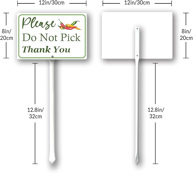 Boylee (8X12) IN Please Do Not Pick Hot Chili Peppe Thank You Yard Sign With Stake Rustproof Aluminum Fruit Vegetable Signs Stand for Home Orchard Garden Outdoor Decoration